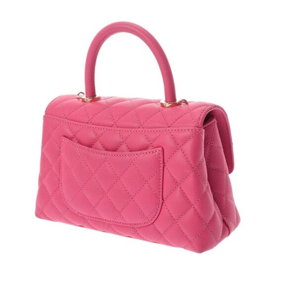 Authentic CHANEL Lambskin Quilted XS Mini Top Handle Rectangular Flap Bag Pink - Picture 4 of 11